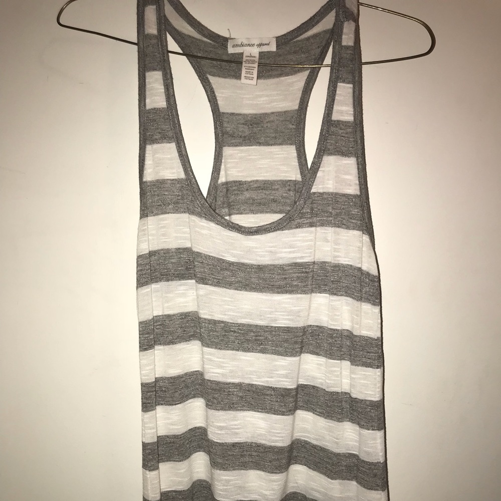 Grey and white striped tank top